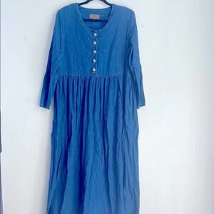 Vintage Double D Ranch Brand western long sleeve 1/4 button up denim maxi dress